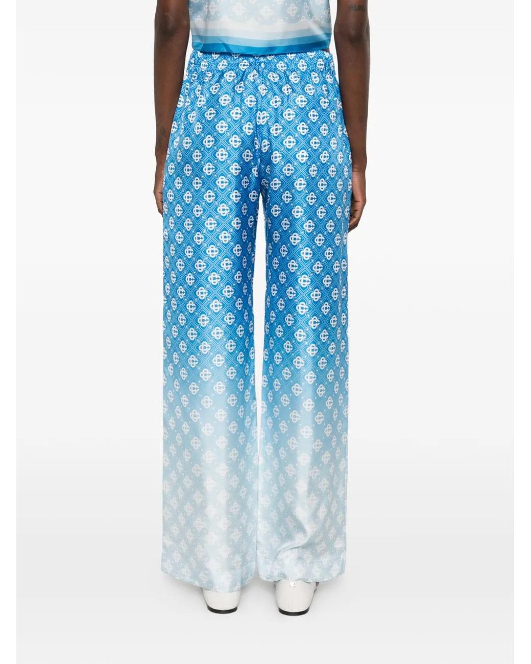 Casablanca Blue Gradient Diamond Monogram Silk Trousers