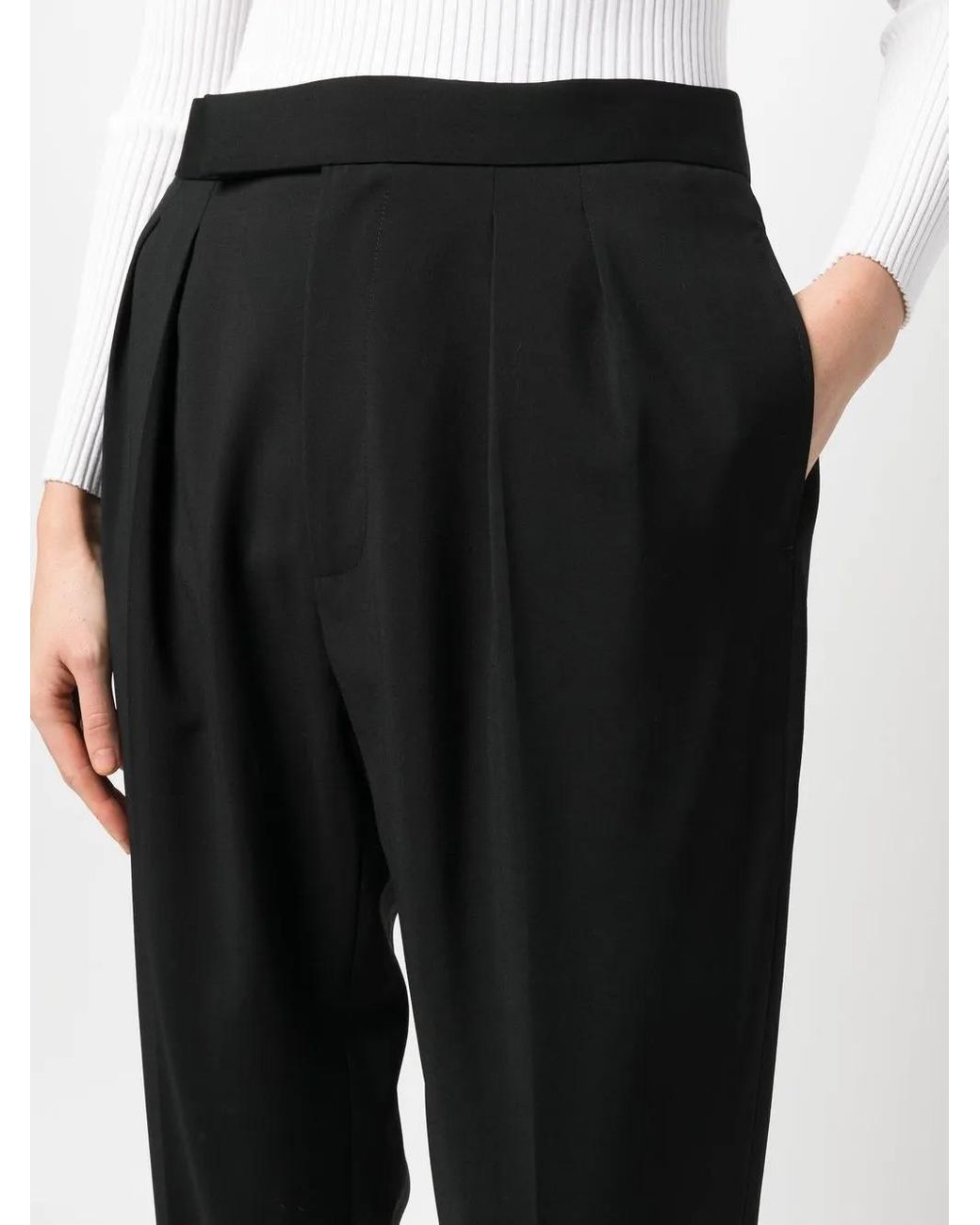 Ralph Lauren Black Seina Pleat-Detail Trousers