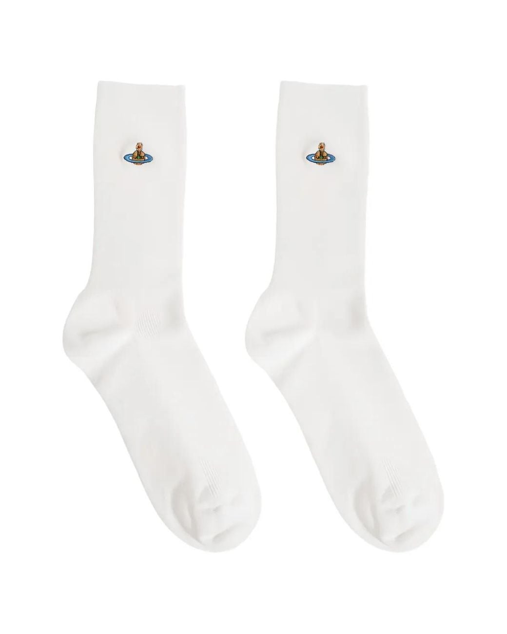Vivienne Westwood White Orb-Embroidered Ribbed Socks