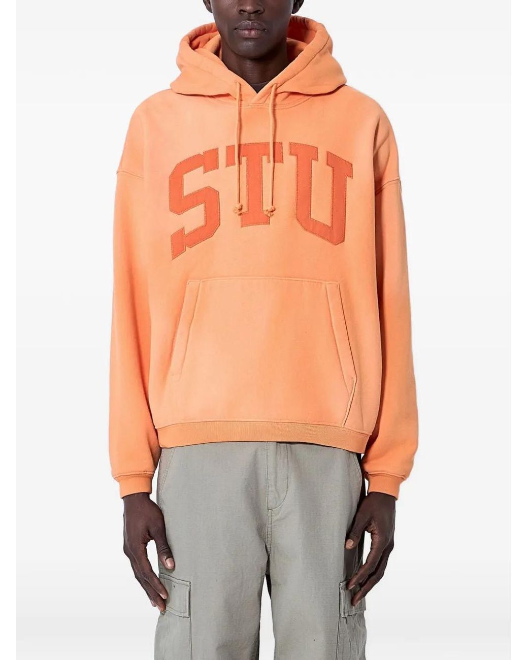 Stussy Orange Logo-Motif Hoodie for men