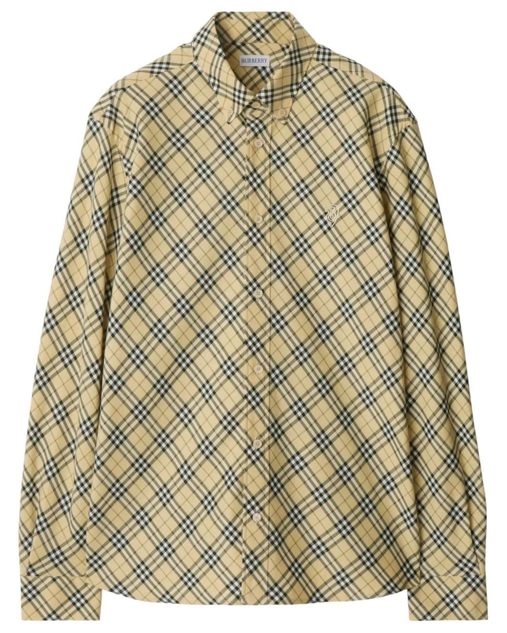 Burberry Natural Checked Cotton Shirt for men