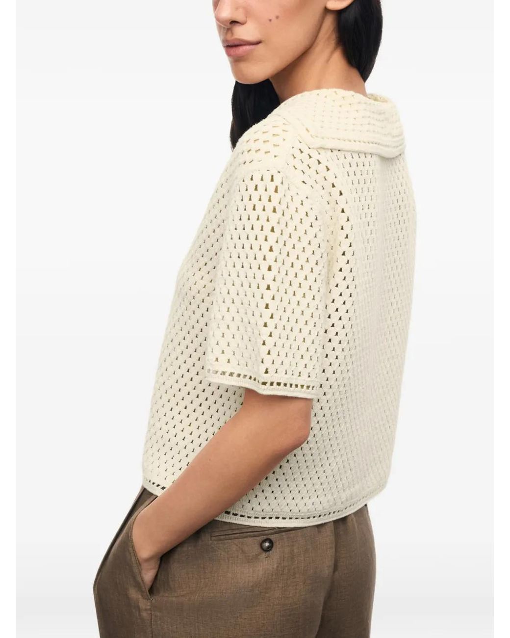 12 STOREEZ White Meadow Crochet-Knit T-Shirt