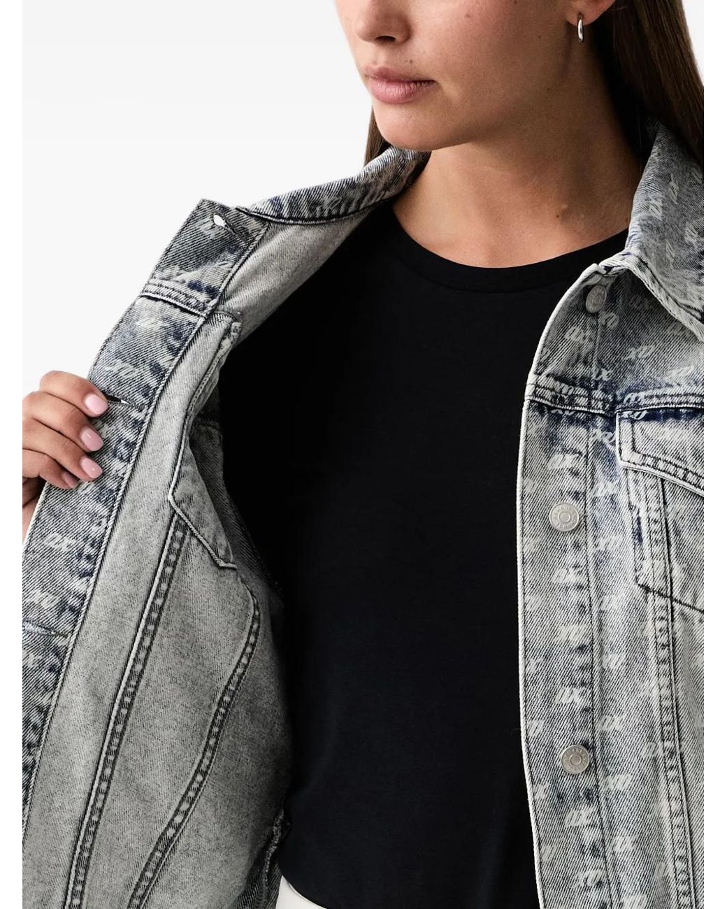 ARMANI EXCHANGE Gray Veste En Jean À Logo Imprimé