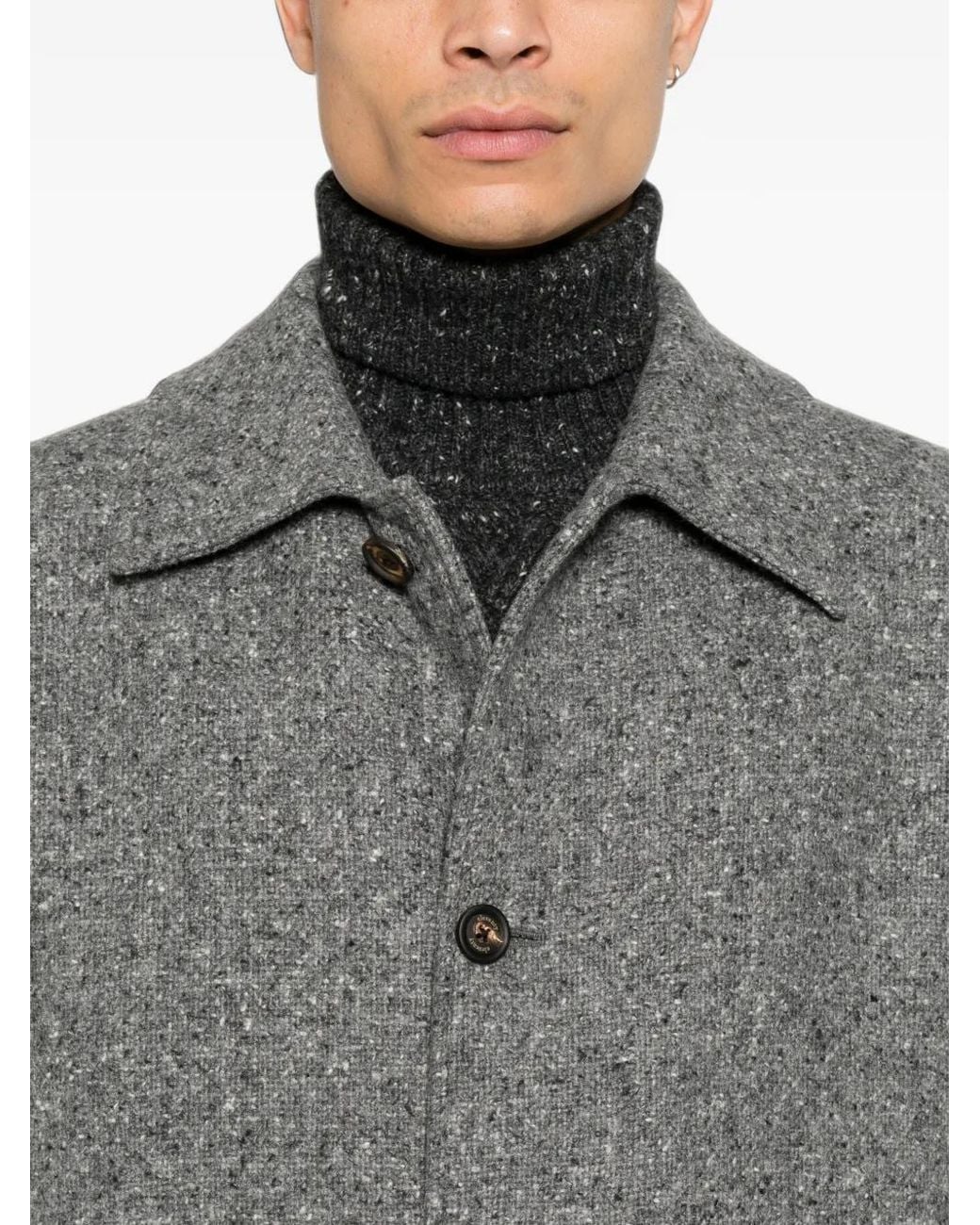 Eleventy Gray Button-Fastening Wool-Blend Coat for men