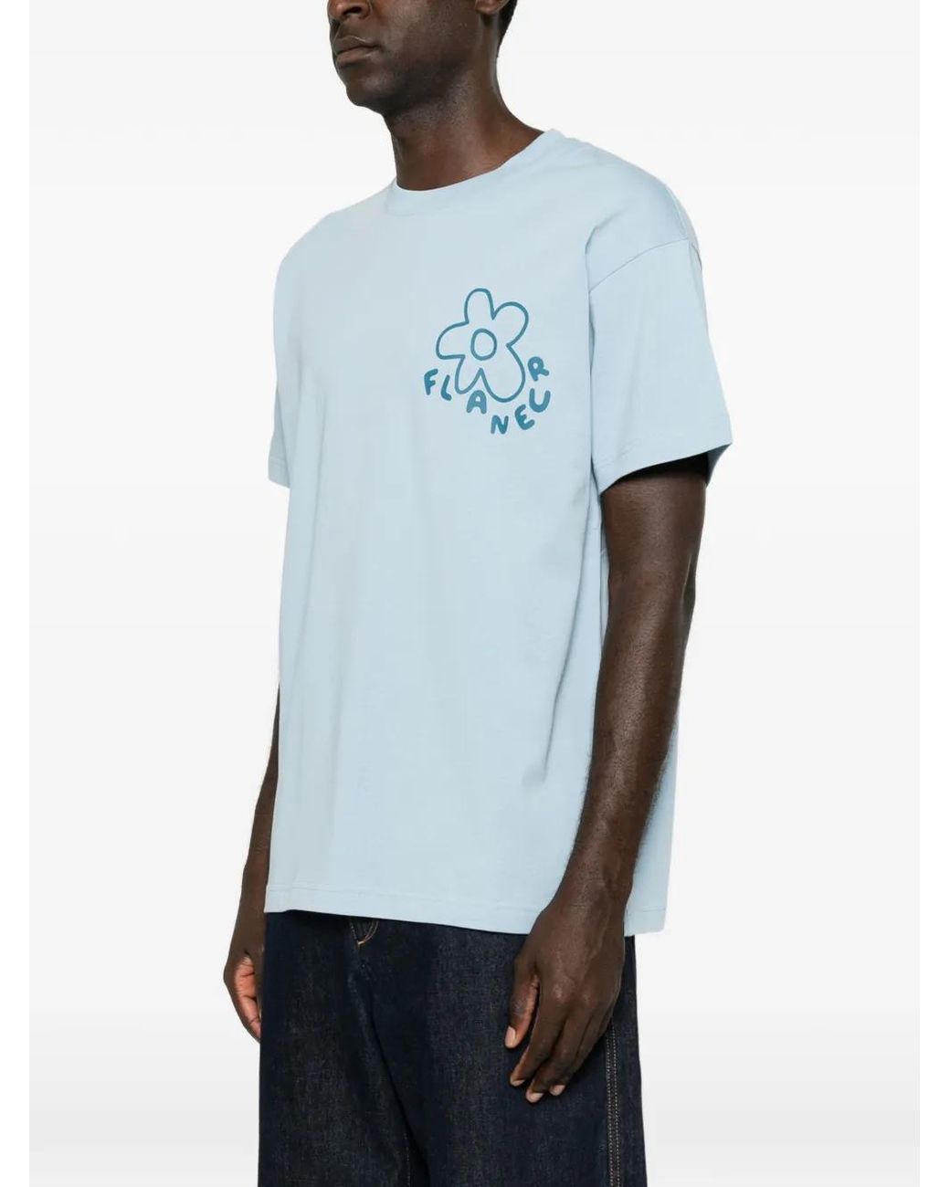 flâneur Blue Blossom Graphic-Print T-Shirt for men