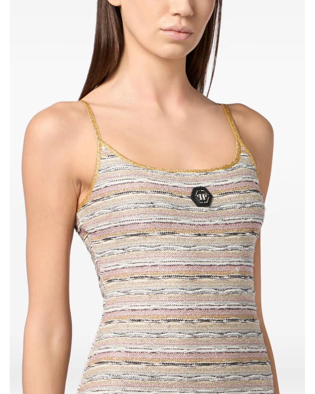 Philipp Plein White Square-Neck Mini Dress