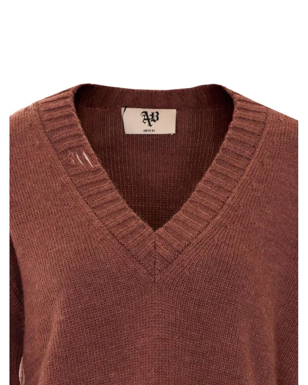 Aniye By Brown Tina Distressed V-Neck Sweater