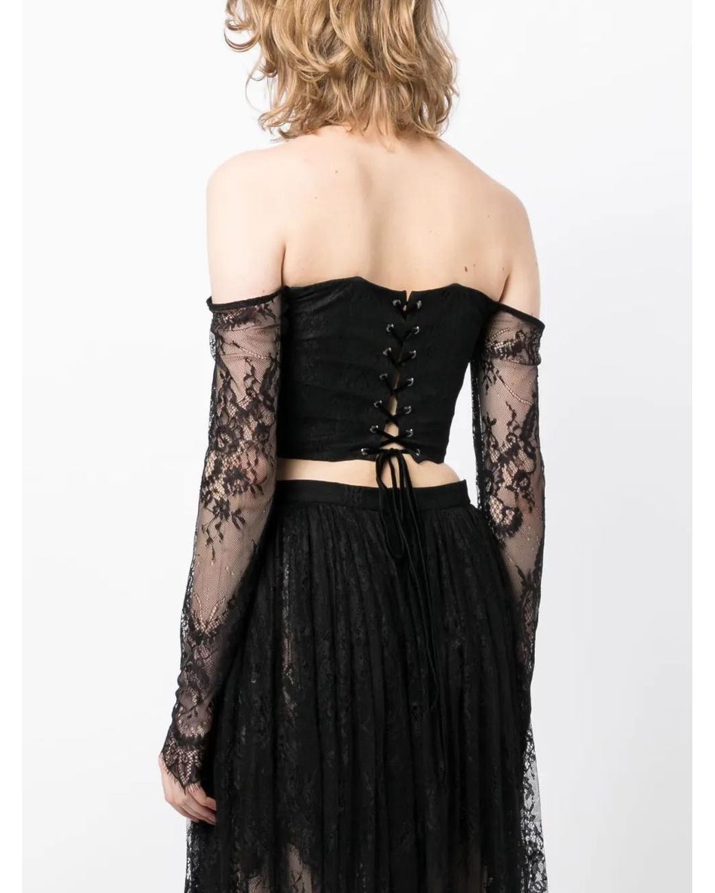 Macgraw Black Jealousy Laced Cropped Top