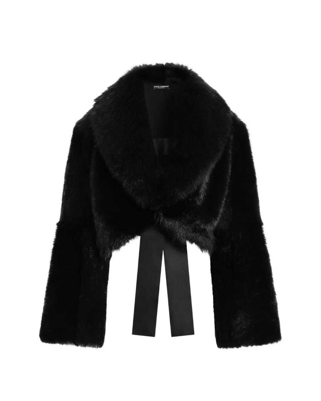 Dolce & Gabbana Black Shearling Bolero Jacket