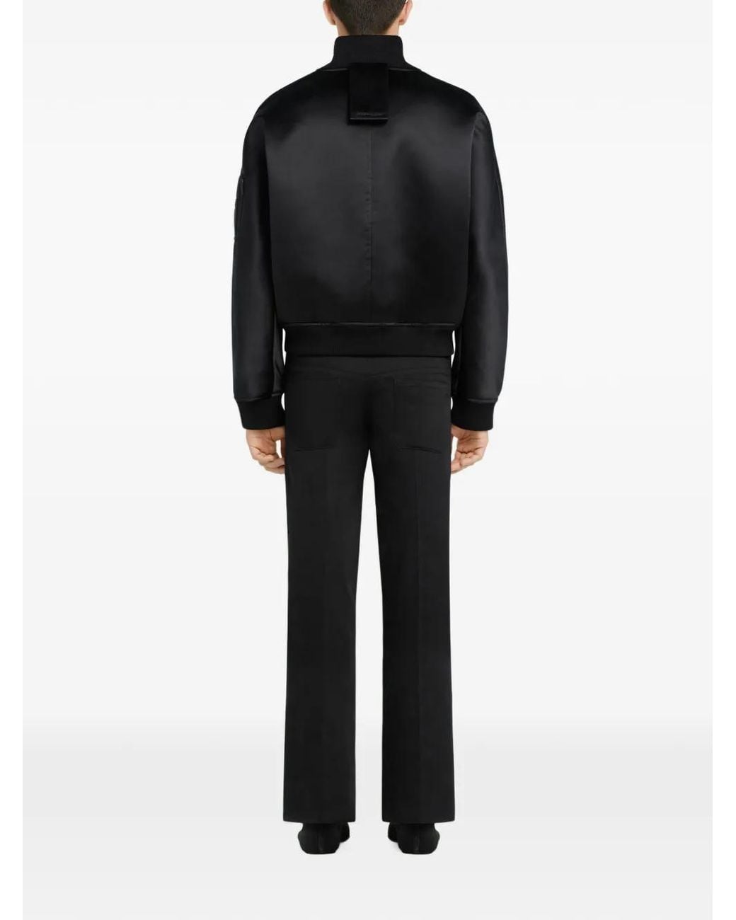 Courreges Black Satin Bomber Jacket for men