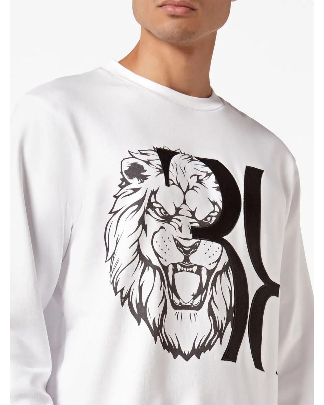 Billionaire White Lion-Print Cotton Sweatshirt for men