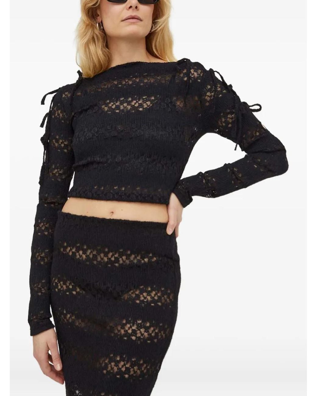 Won Hundred Black Tie-Detail Top
