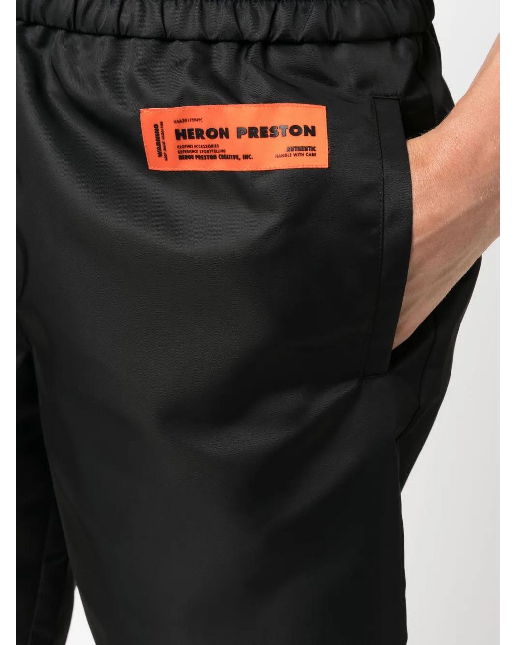 Heron Preston Black Ex-Ray Logo-Patch Shorts for men