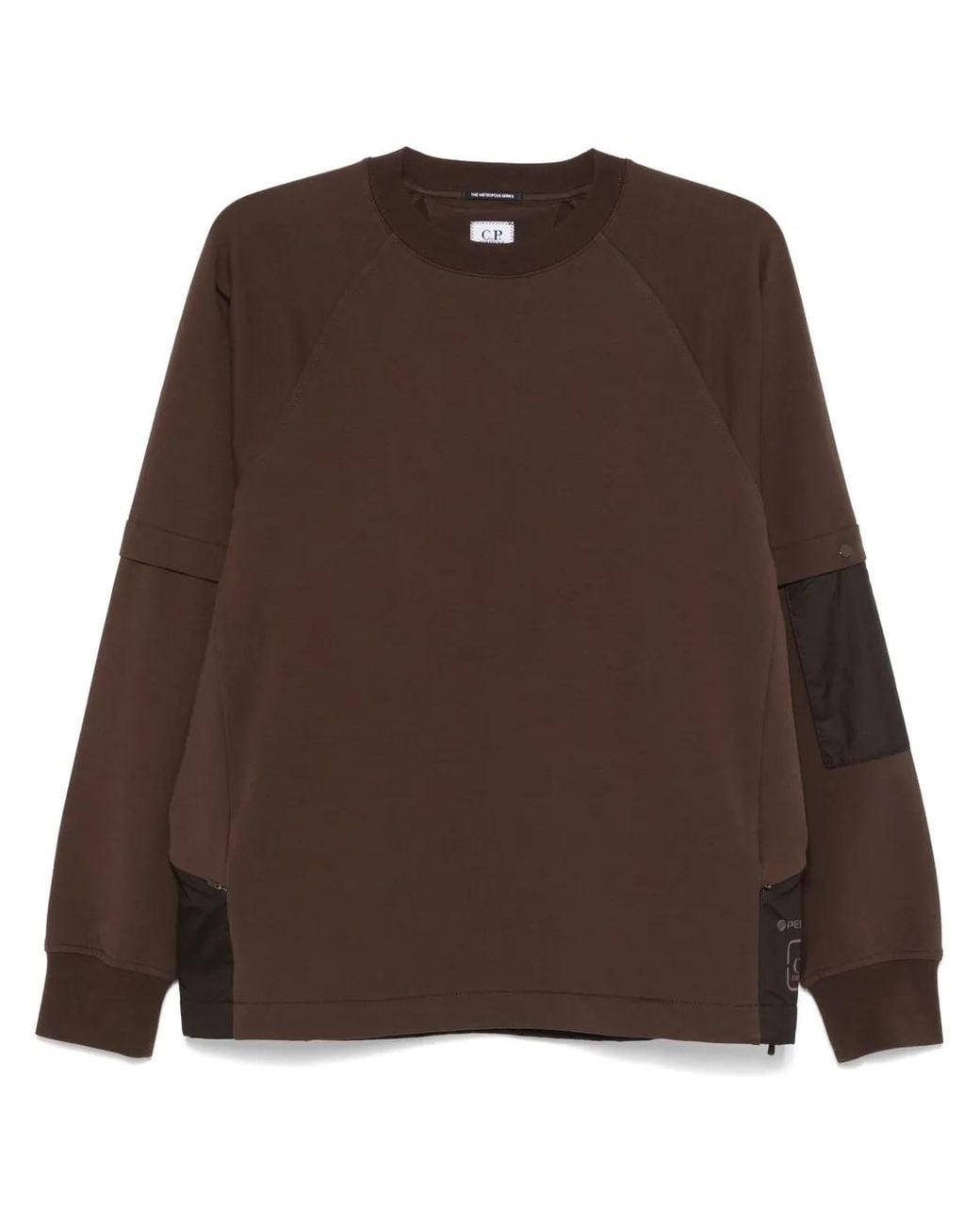 C P Company Brown Crew Neck Sweater for men
