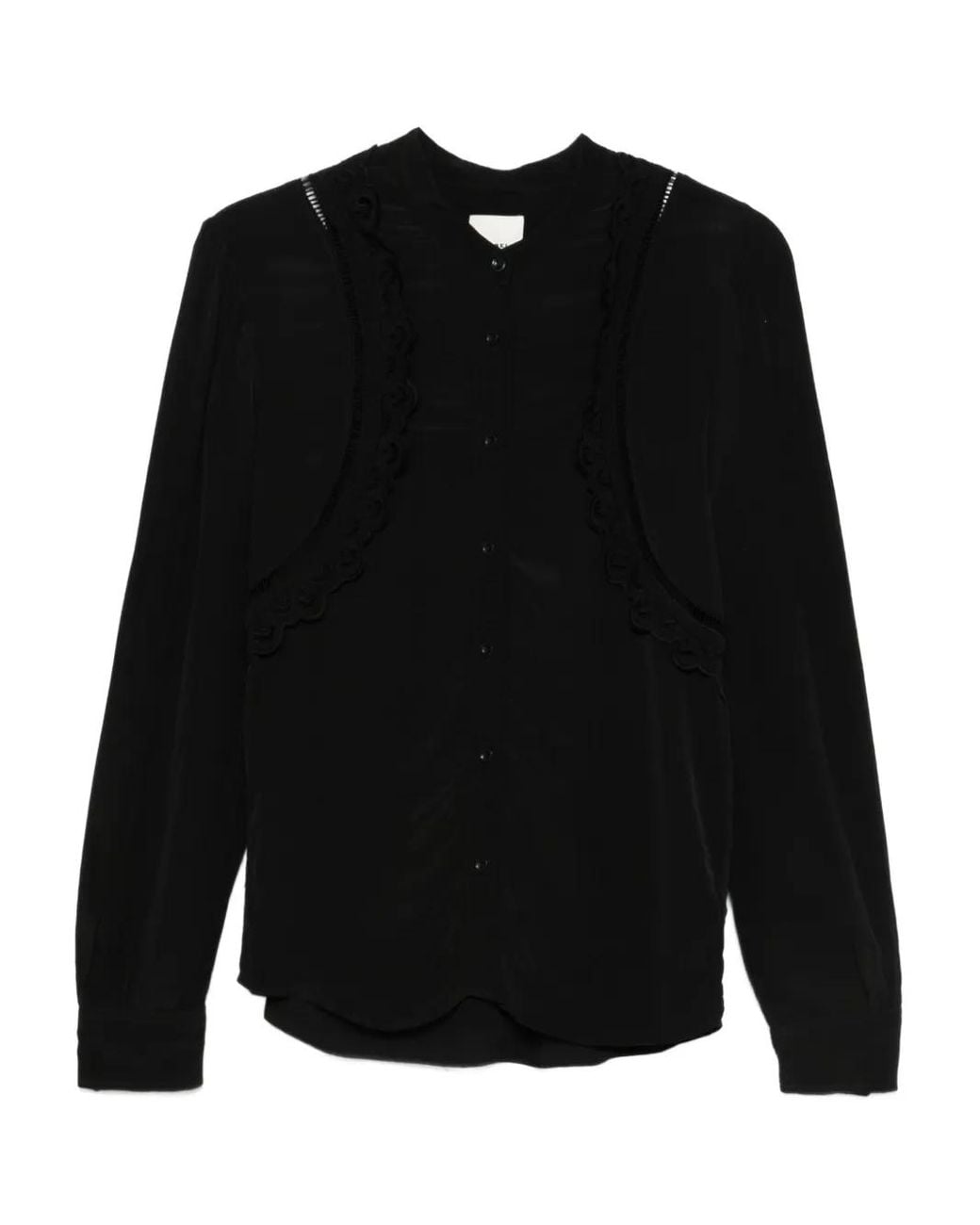 Isabel Marant Black Long-Sleeve Blouse With Lace Insert