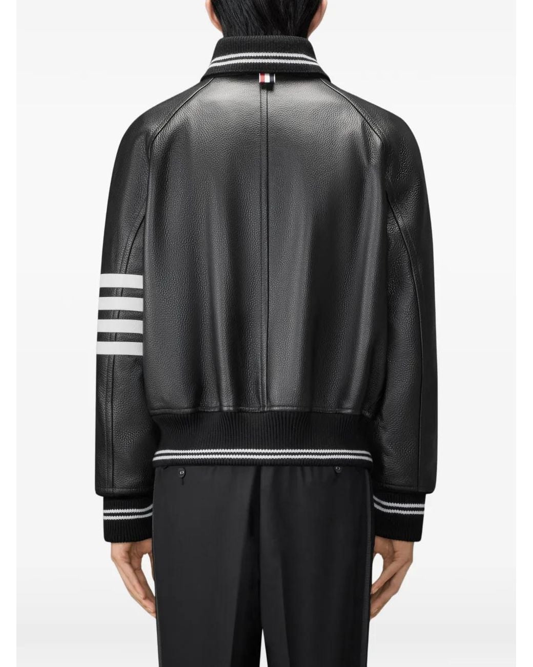 Thom Browne 4-Bar Oversized Leren Jack in het Black voor heren