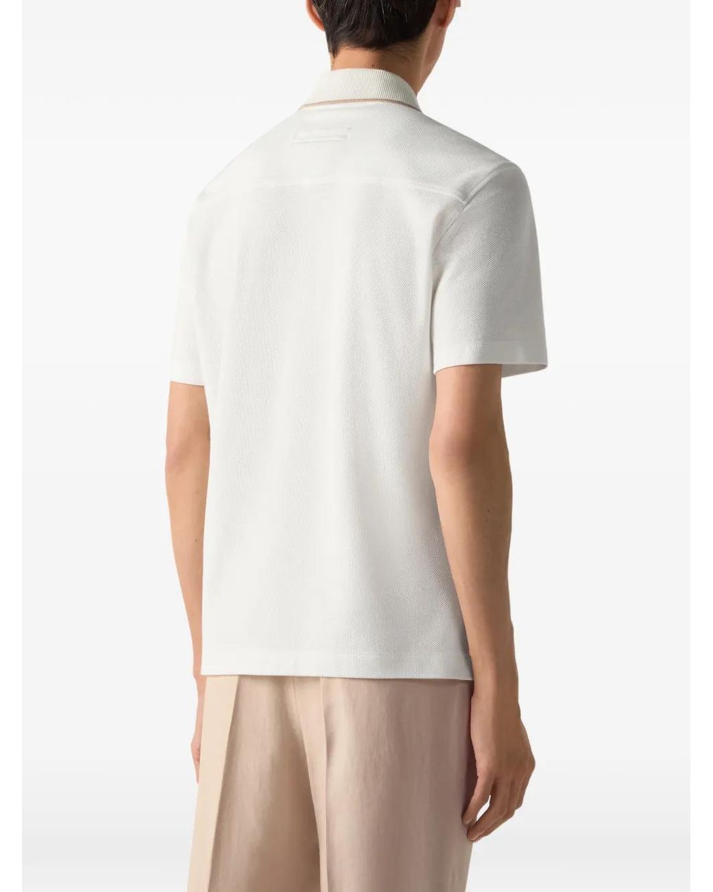 Zegna White Cotton And Silk Polo Shirt for men