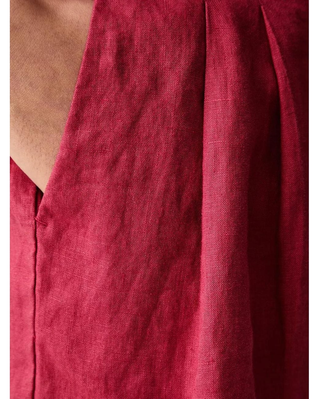 Benetton Red Pleated Elasticated-Waist Shorts