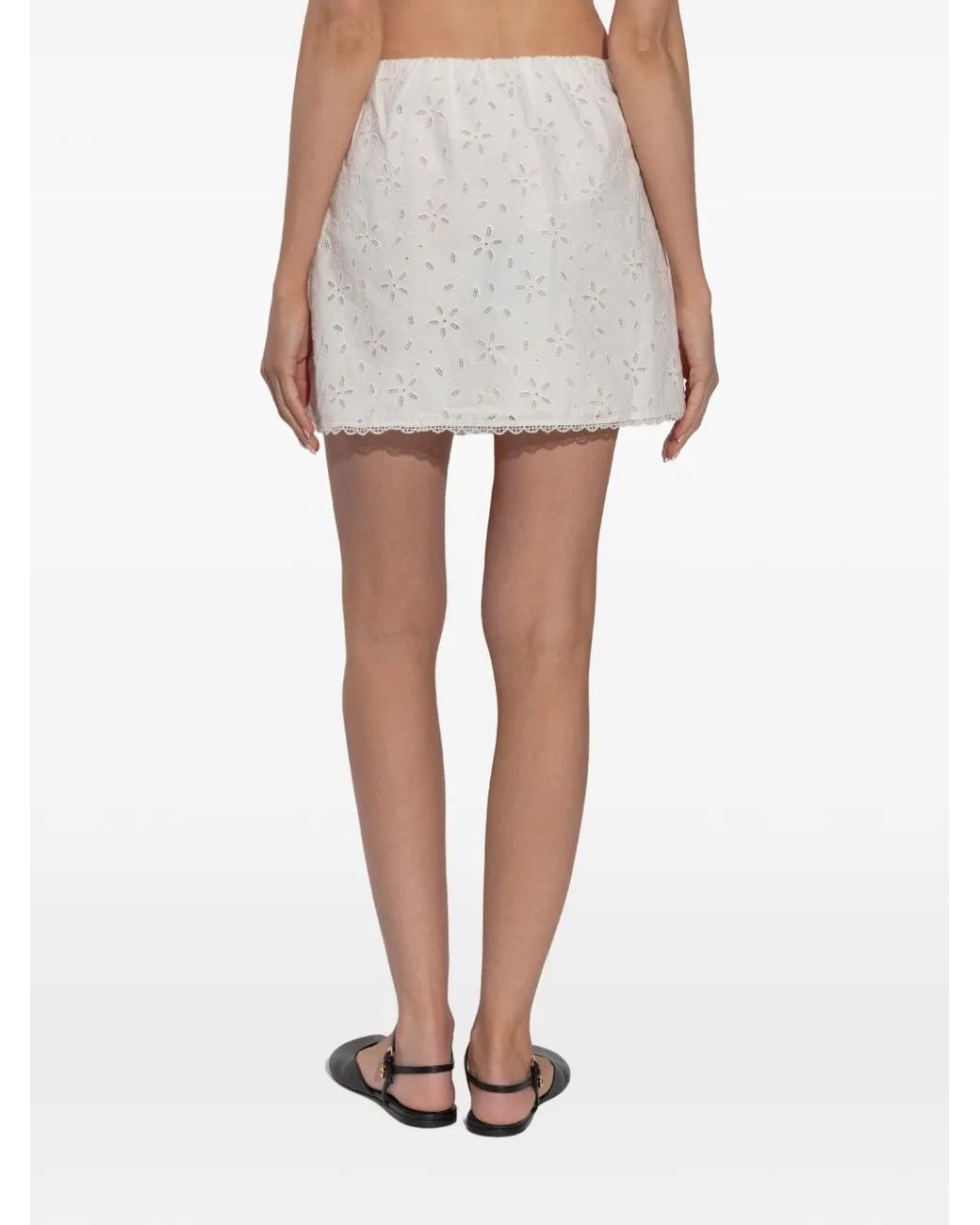 Posse White Salma Floral-Embroidered Skort