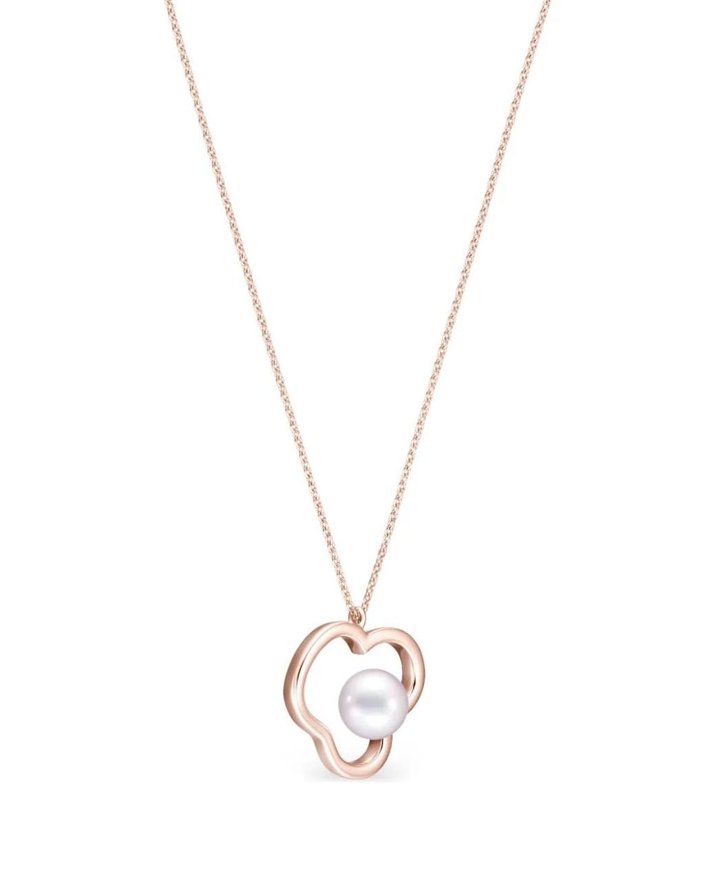 Tasaki Metallic 18K Sakura Collection Line Chants Signature Akoya Pearl Necklace