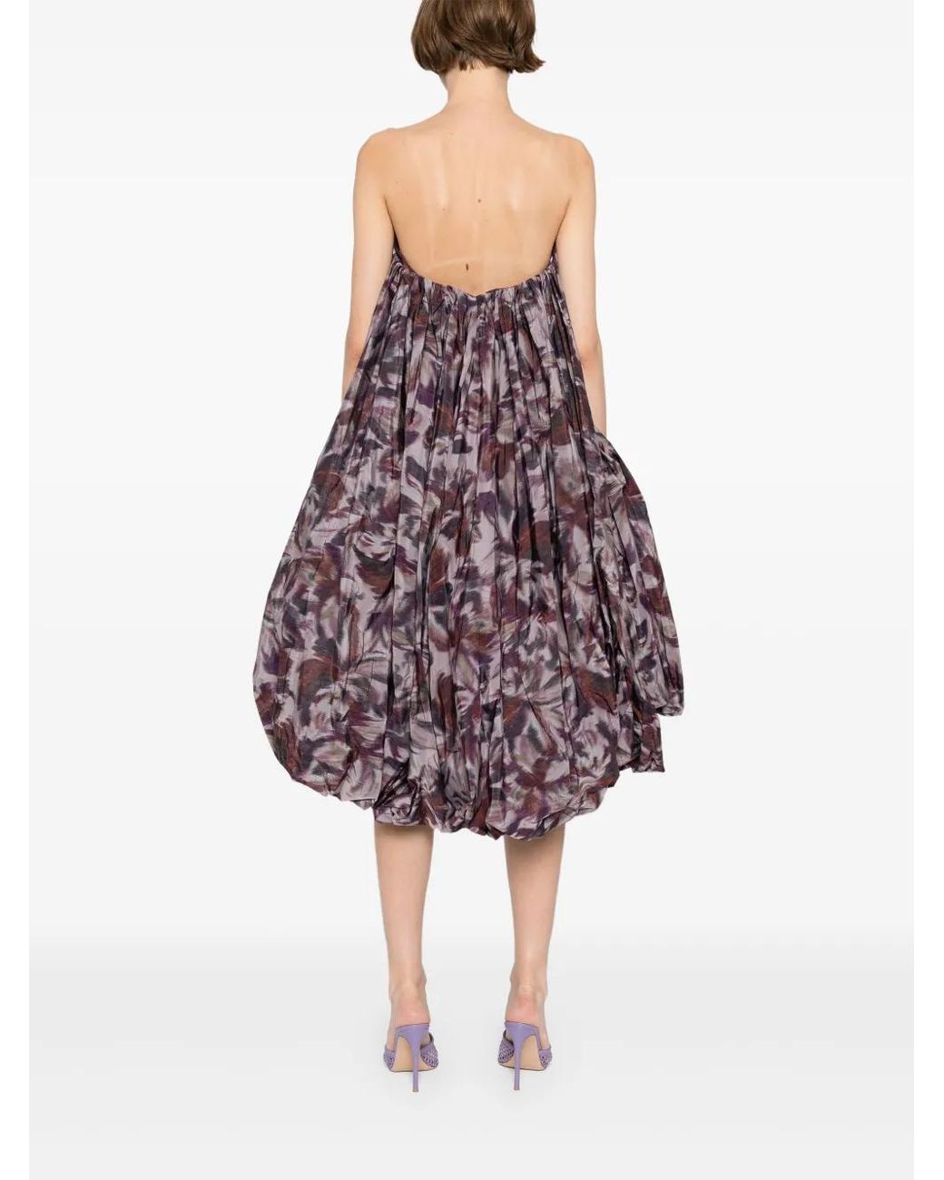 Amsale Purple Drop-Waist Bubble-Hem Dress
