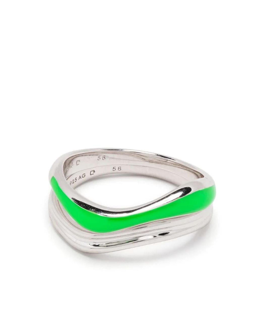 Maria Black Green Soma Neon-Detail Ring Stack