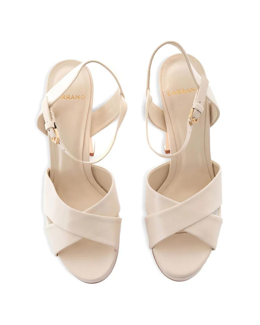 Carrano White Crossover-Strap Platform Sandals