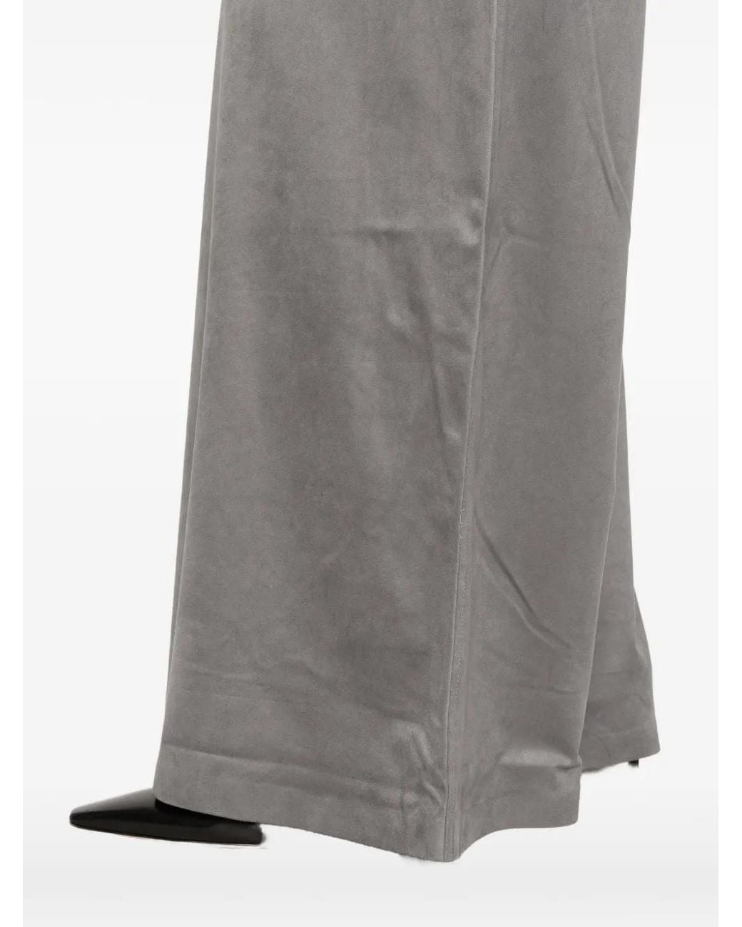 Norma Kamali Gray Belt-Loop Pocket Palazzo Pants
