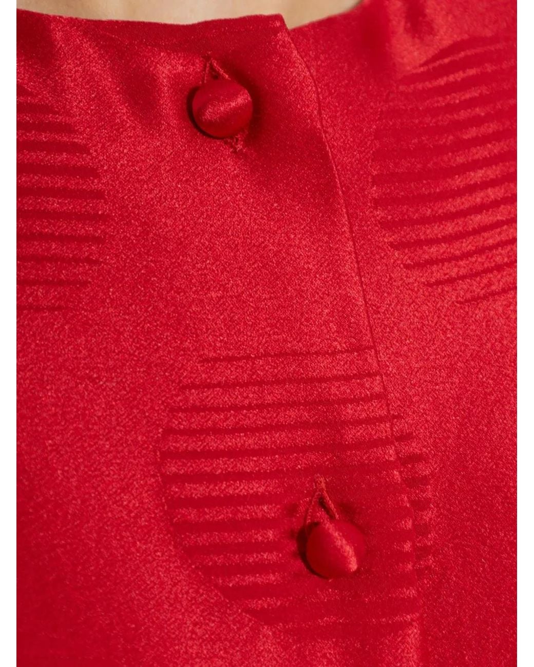 Valentino Garavani Red Silk Long-Sleeve Midi Dress