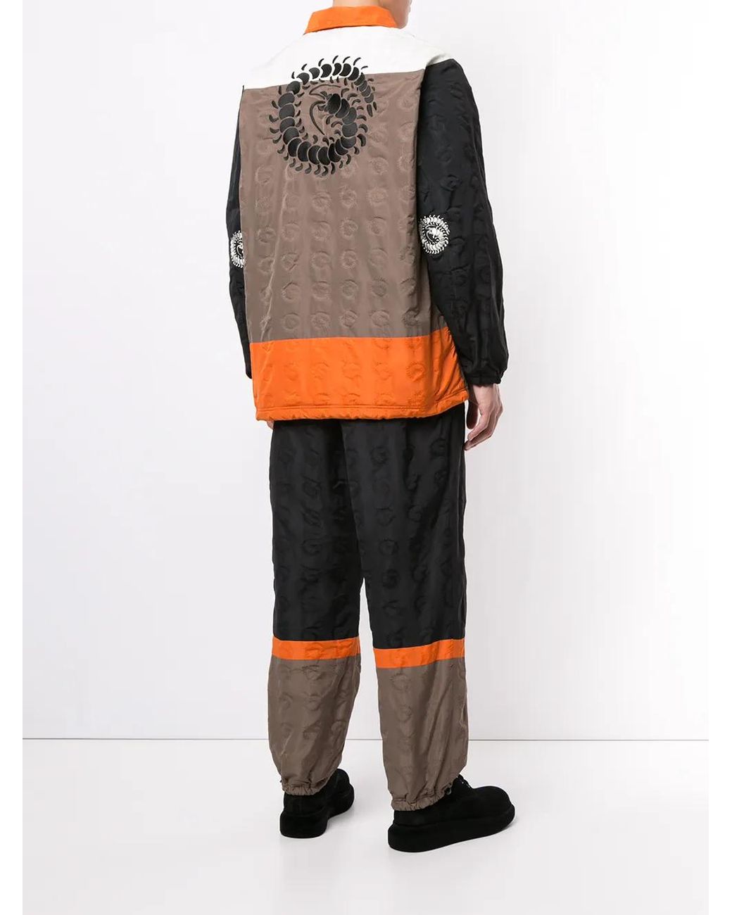 Undercover Brown Colour-Block Logo-Print Jacket for men