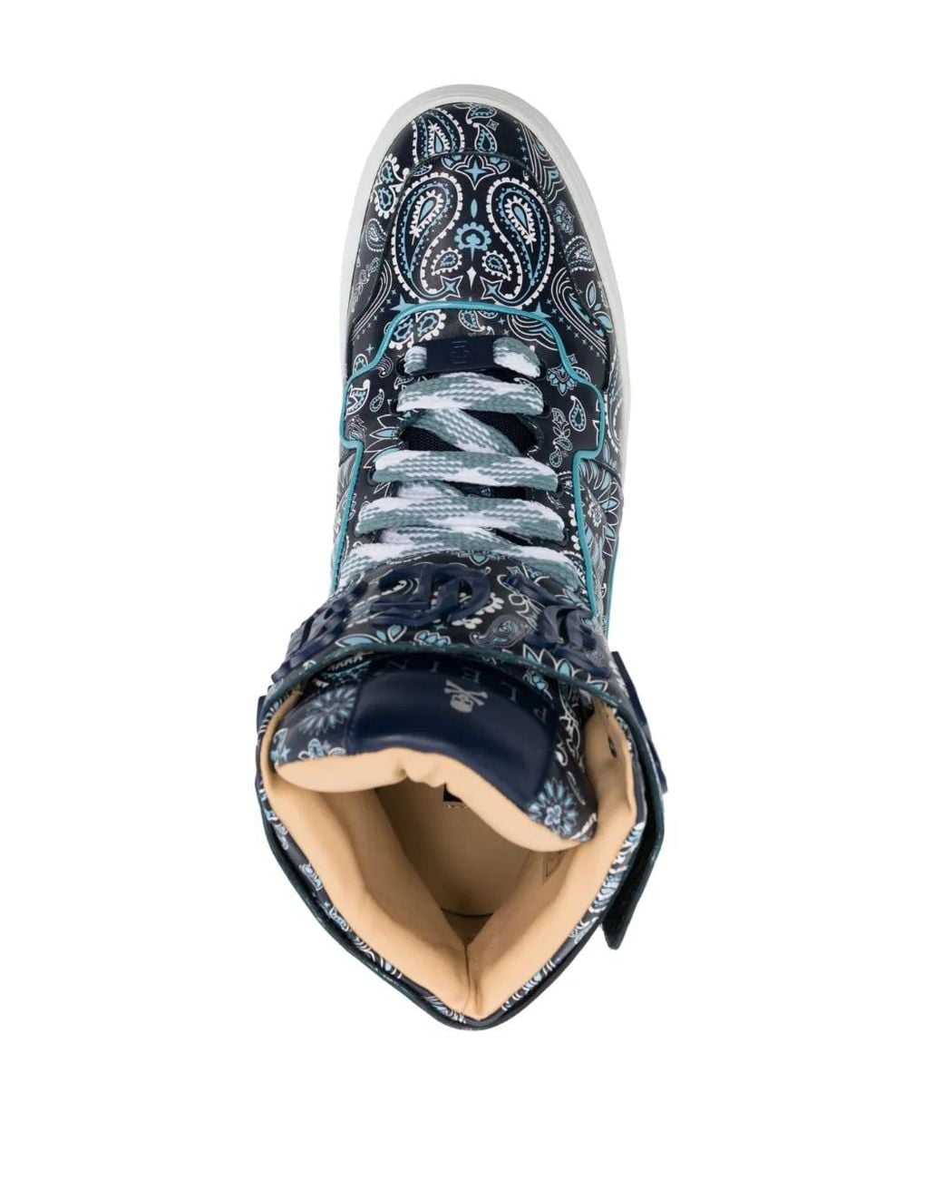 Philipp Plein Blue Paisley-Print Hi-Top Sneakers