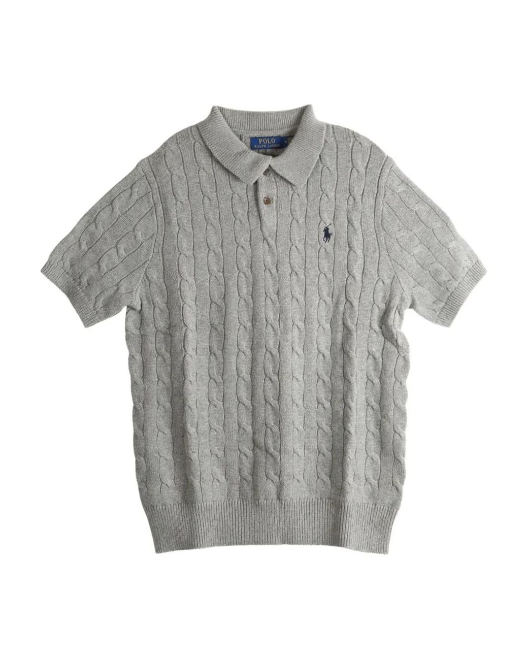 Polo Ralph Lauren Gray Cable-Knit Polo Shirt for men