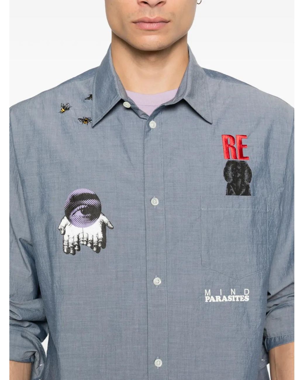 Undercover Blue Chest-Pocket Shirt for men