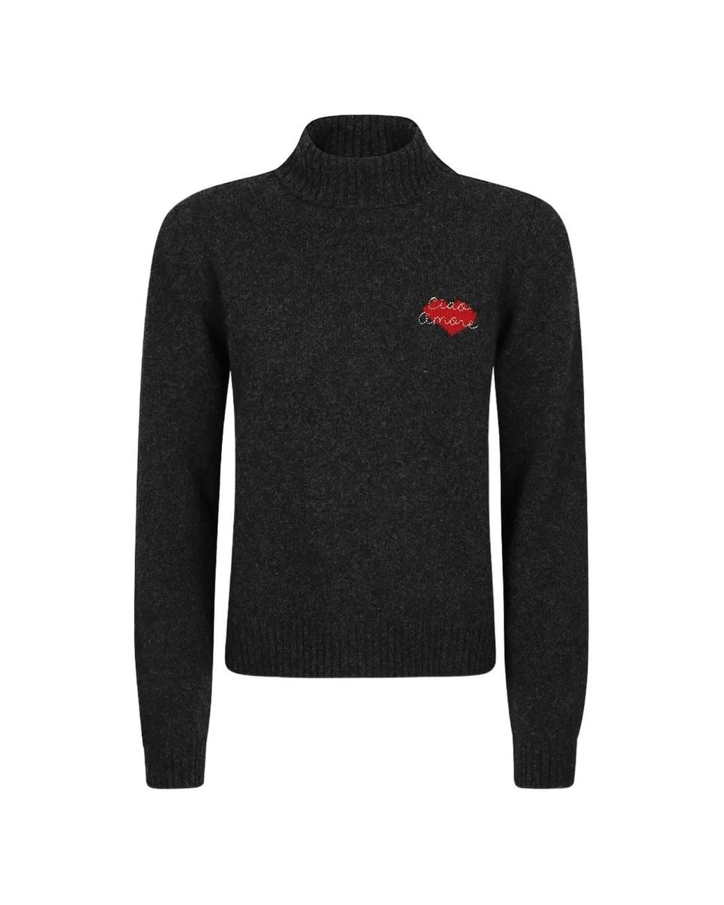 Giada Benincasa Black Heartbeat High-Neck Sweater