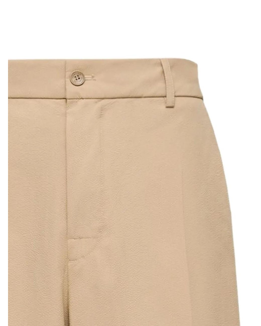 Moncler Natural Seersucker Logo-Patch Shorts for men