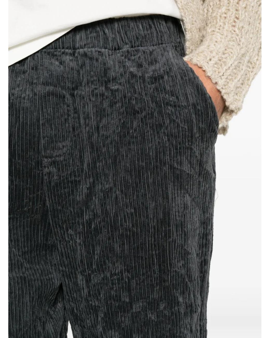 Barena Black Corduroy Elasticated-Waist Trousers for men