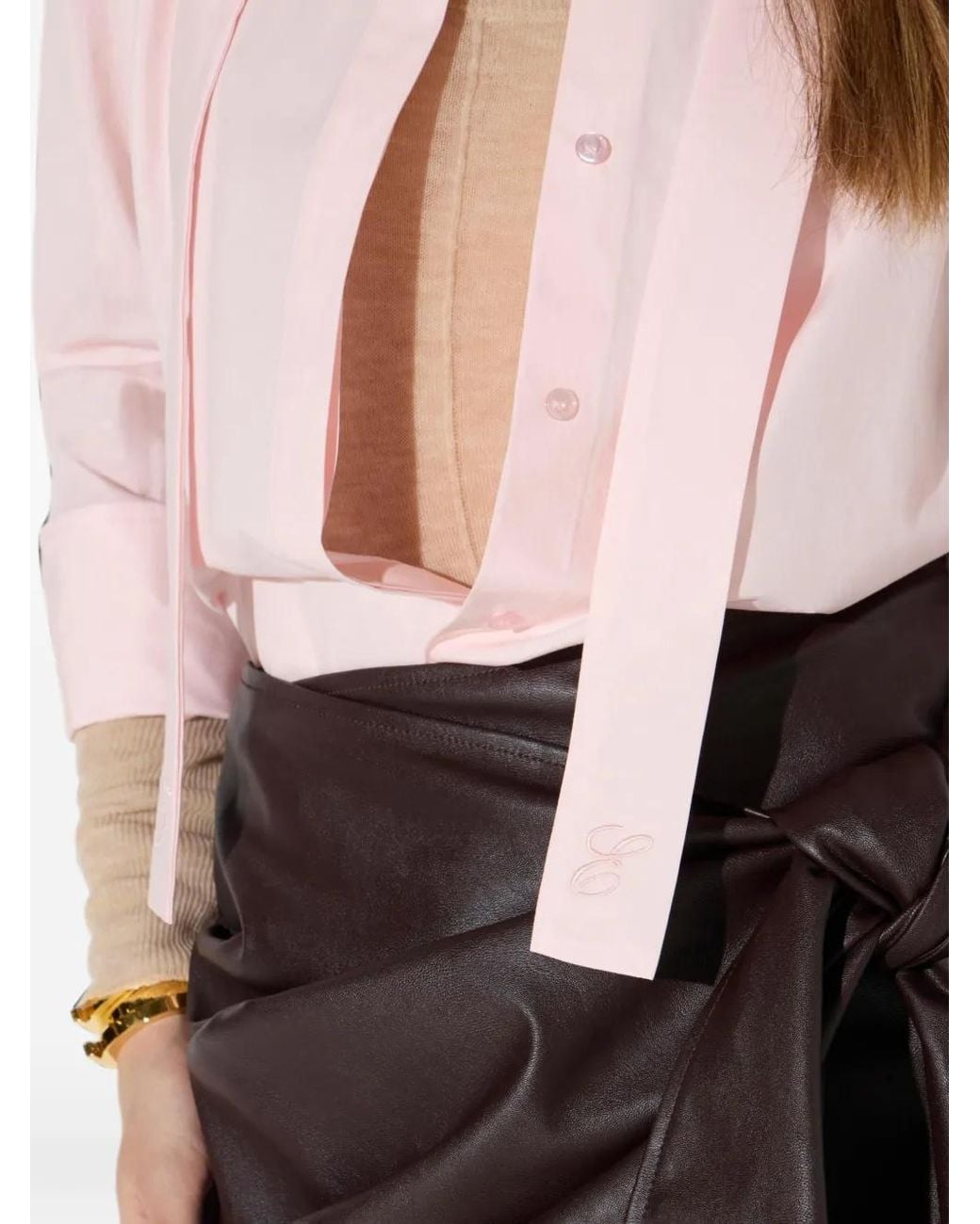 Elisabetta Franchi Pink Cotton Shirt With Sashes