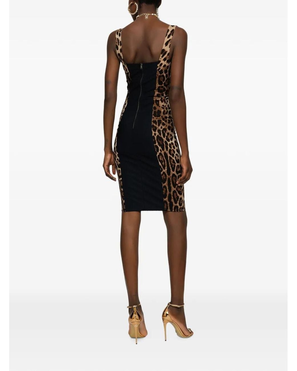 Dolce & Gabbana Natural Brown Leopard Print Midi Dress - Women's - Silk/polyamide/polyester/spandex/elastanespandex/elastane