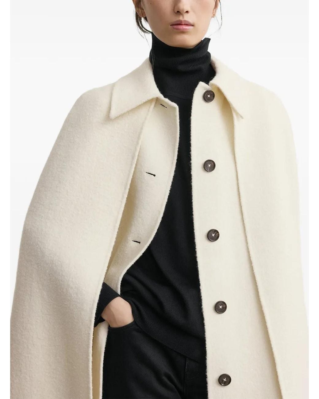 Totême White Fringe Cape Coat