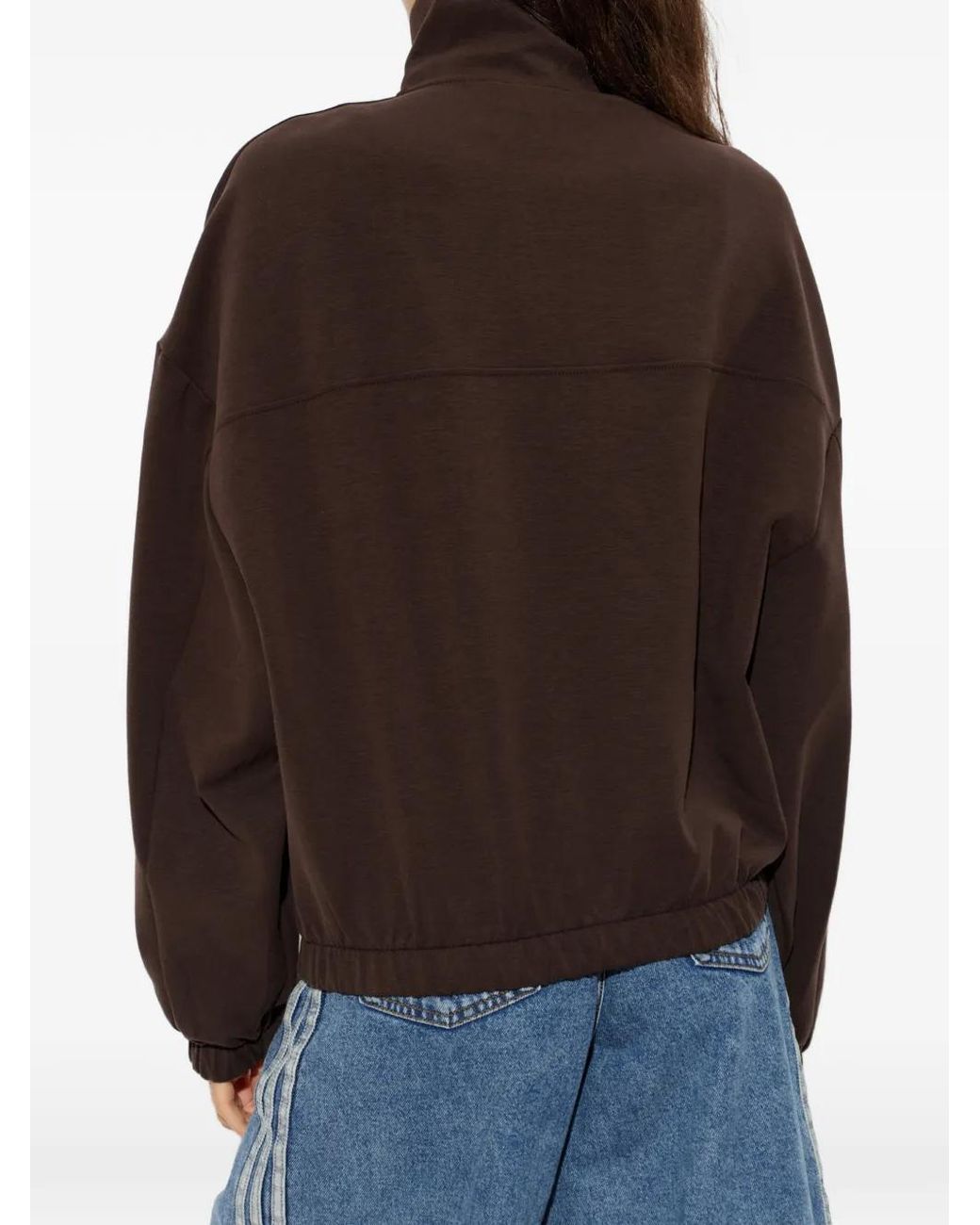 Adidas Brown Zip-Up Stand-Up Collar Sweatshirt