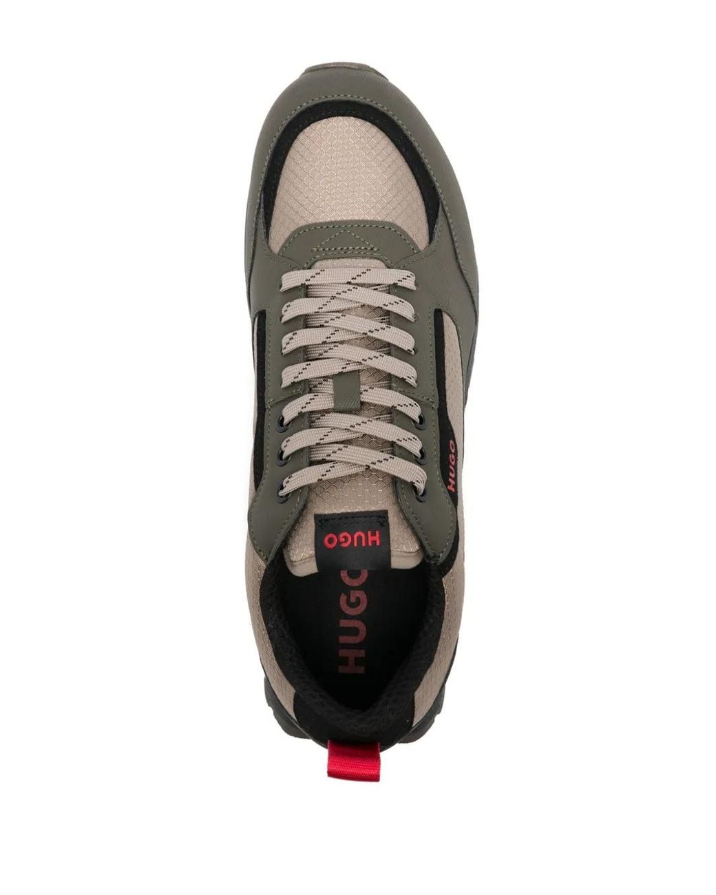HUGO Brown Ripstop-Panelling Sneakers for men