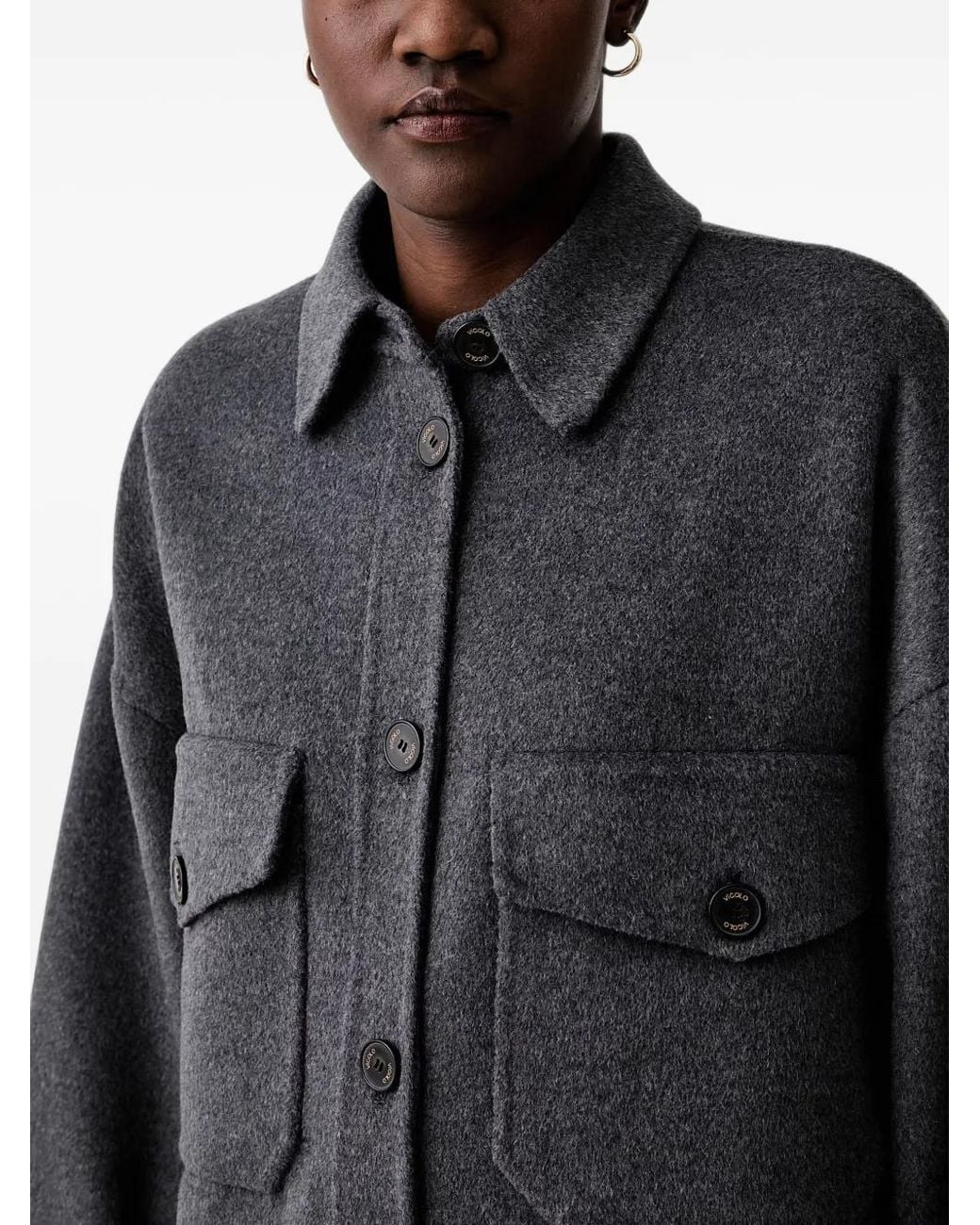 ViCOLO Black Button-Up Chest-Pocket Jacket