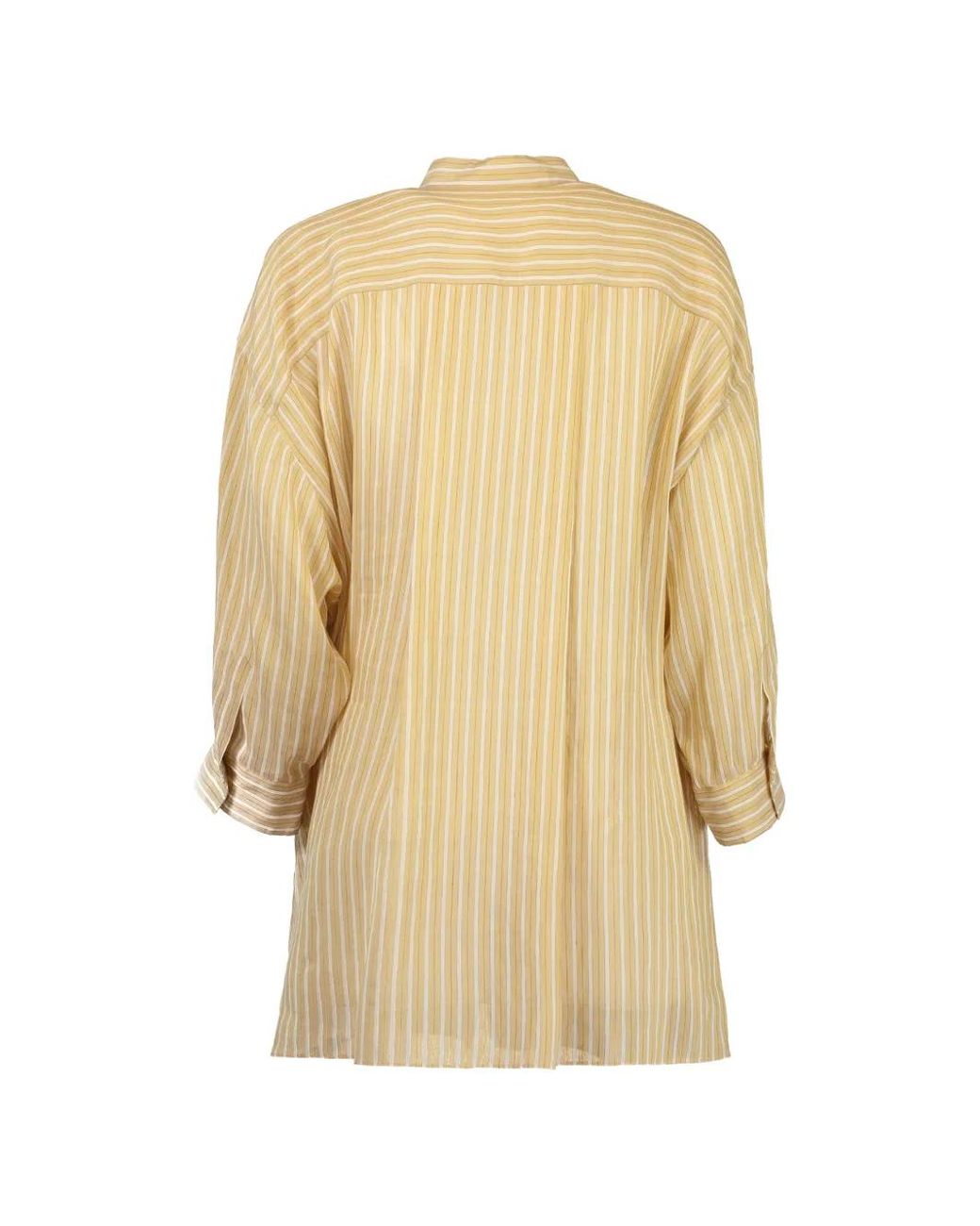 Brunello Cucinelli Natural Stripe-Pattern Flap-Pocket Shirt
