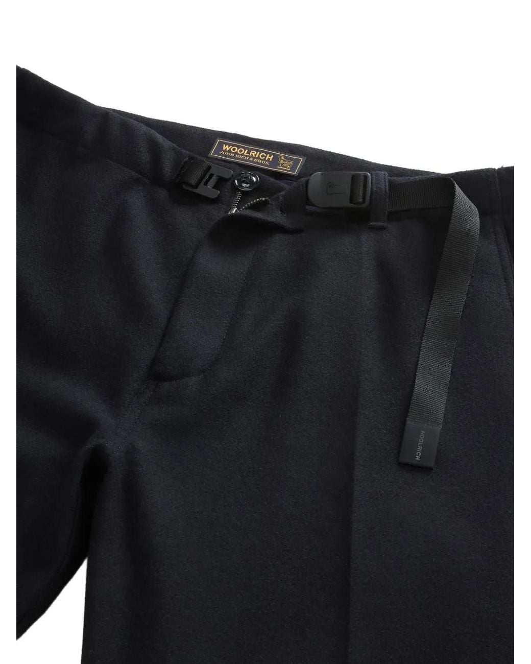 Woolrich Blue Belted Flannel Trousers for men