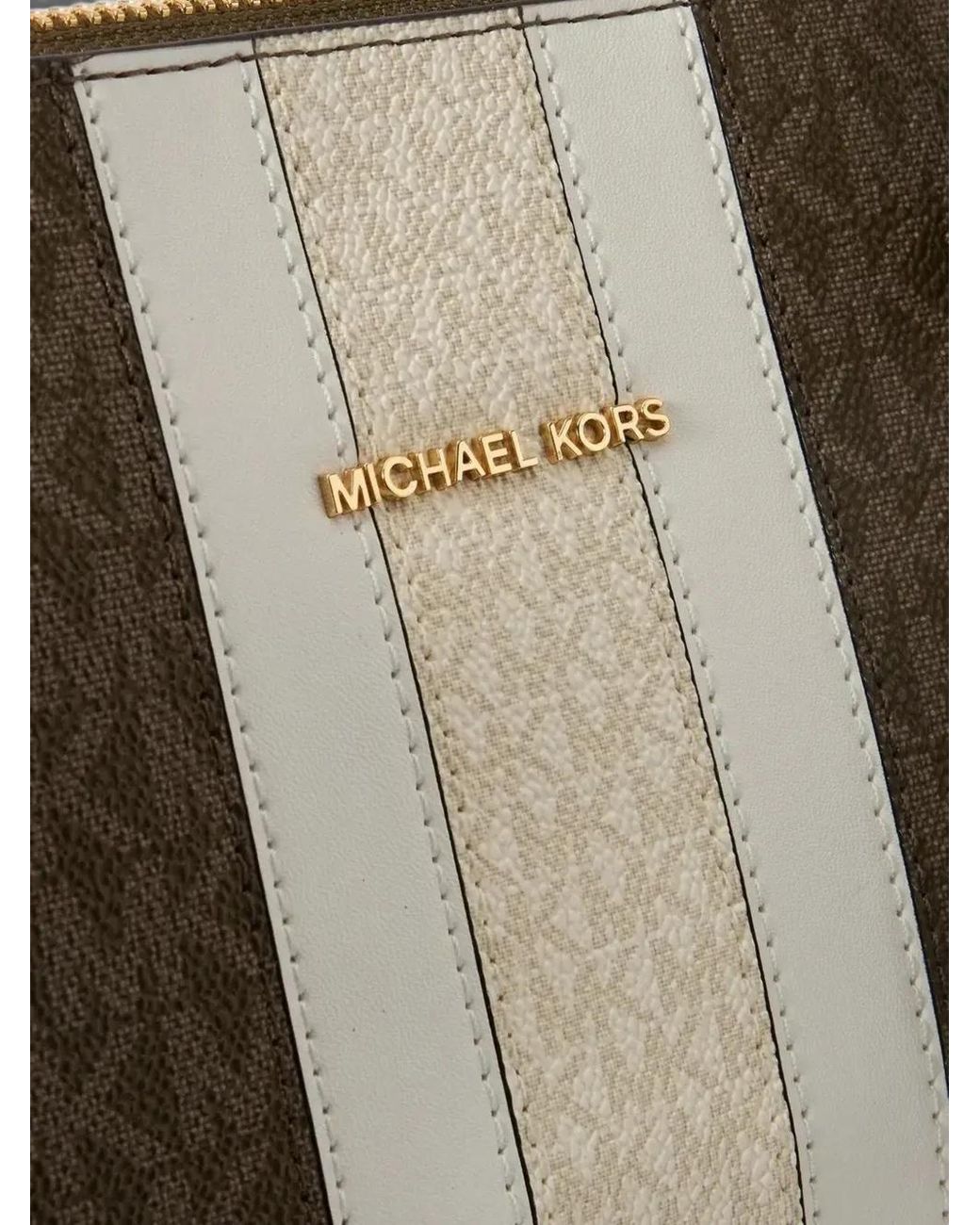 Michael Kors Brown Logo-Print Striped Tote Bag