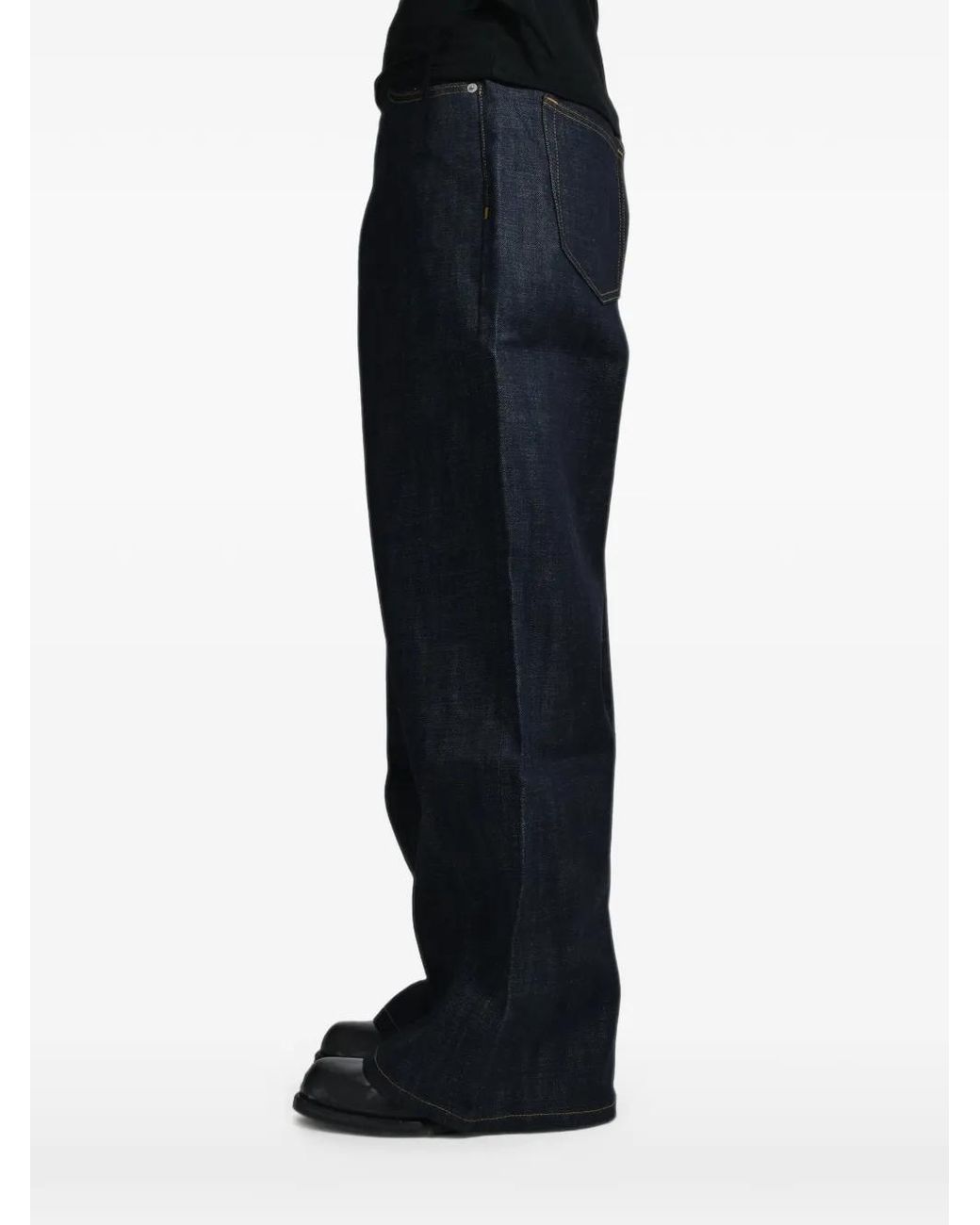 NO/FAITH STUDIOS Blue Raw Japanese Loose-Fit Jeans for men