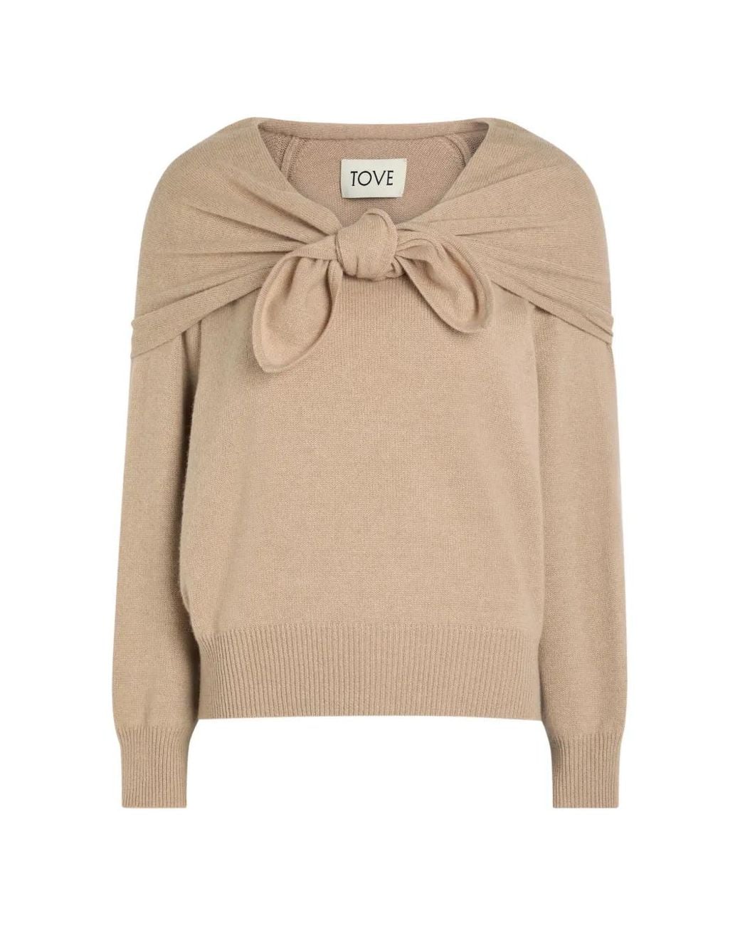 TOVE Natural Bow-Detail Knitted Jumper