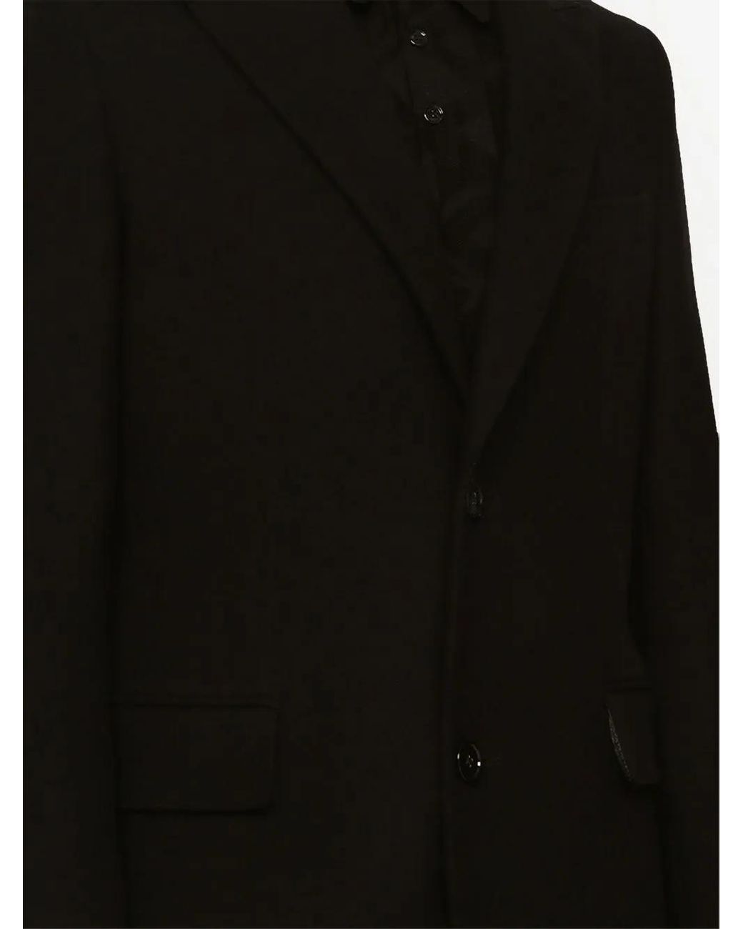 Dolce & Gabbana Black Single-Breasted Wool Coat for men