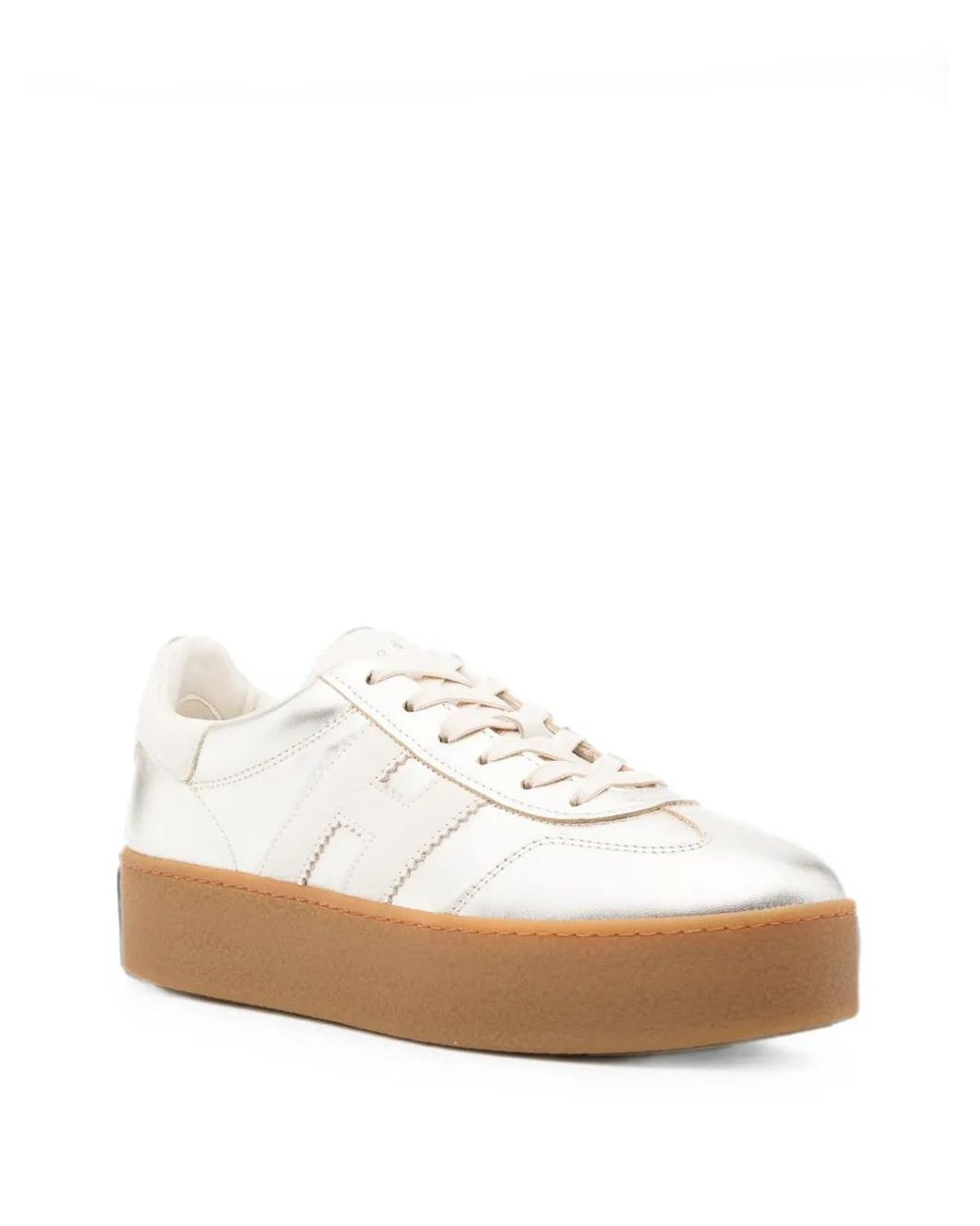 Hogan White H698 Metallic-Effect Sneakers