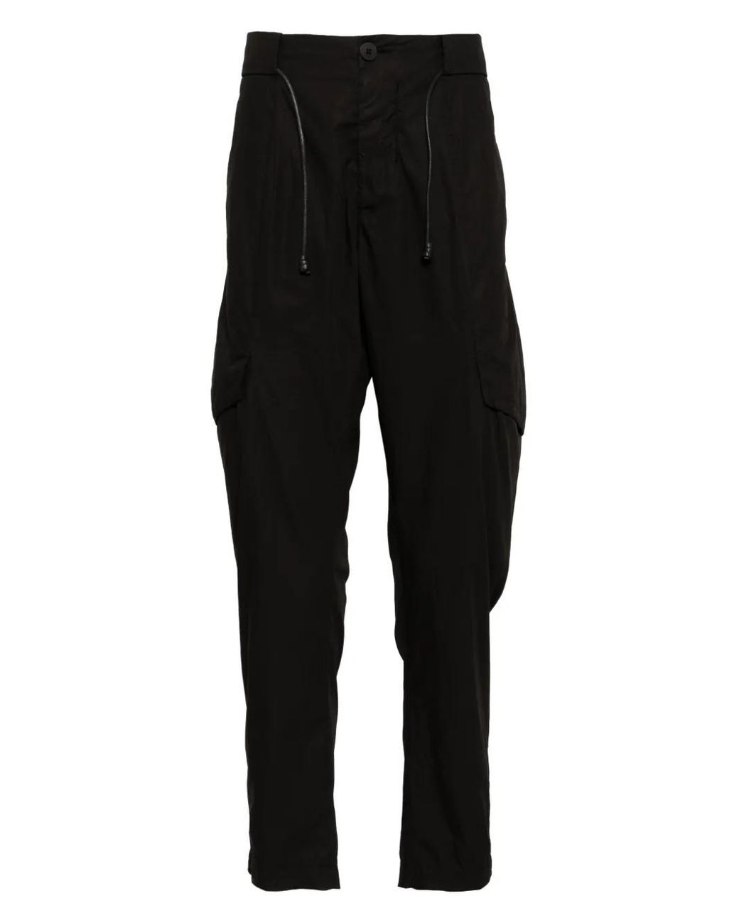 Transit Black Drawstring Tapered Trousers for men